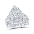 Captivating Teardrop Diamond Wedding Ring Set in 10kt White Gold - Splendid Jewellery