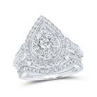 Captivating Teardrop Diamond Wedding Ring Set in 10kt White Gold - Splendid Jewellery
