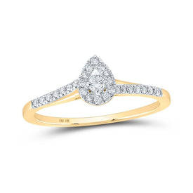 Captivating Teardrop Halo Diamond Promise Ring in 10kt Yellow Gold - Splendid Jewellery