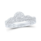 Captivating Twist of Love 10kt White Gold Diamond Cluster Wedding Ring Set - Splendid Jewellery