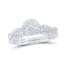 Load image into Gallery viewer, Captivating Twist of Love 10kt White Gold Diamond Cluster Wedding Ring Set - Splendid Jewellery
