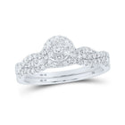 Captivating Twist of Love 10kt White Gold Diamond Cluster Wedding Ring Set - Splendid Jewellery