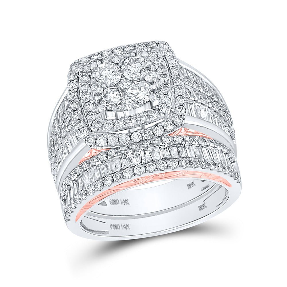 Captivating Two - Tone Gold Diamond Bridal Wedding Ring Band Set - Splendid Jewellery