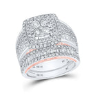 Captivating Two - Tone Gold Diamond Bridal Wedding Ring Band Set - Splendid Jewellery
