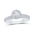 Captivating Two - tone Gold Diamond Halo Bridal Wedding Ring Set - Splendid Jewellery