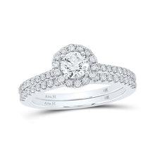 Load image into Gallery viewer, Captivating Two - tone Gold Diamond Halo Bridal Wedding Ring Set - Splendid Jewellery