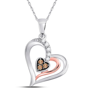 Captivating Two - Tone Gold Diamond Heart Pendant - Splendid Jewellery