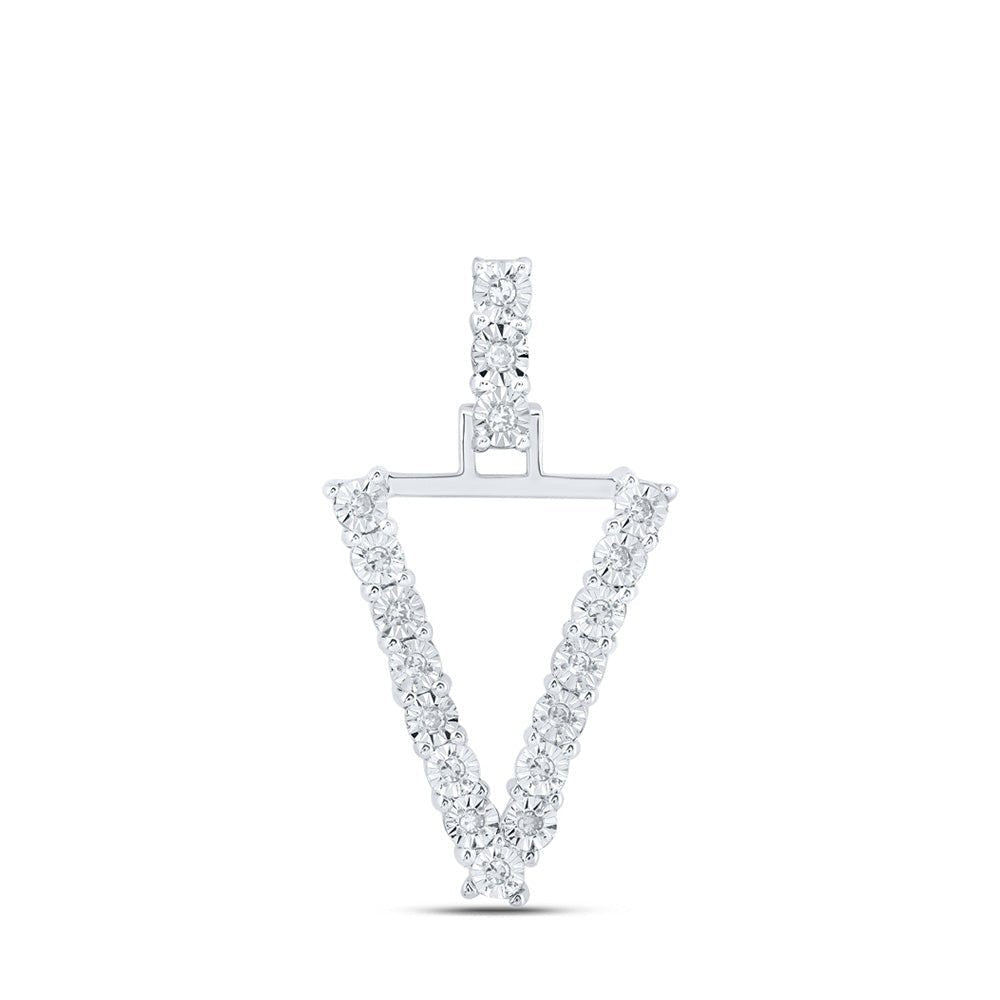 Captivating V Initial Diamond Pendant in 10kt White Gold - Splendid Jewellery