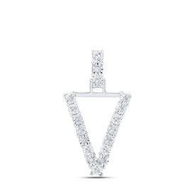 Captivating V Initial Diamond Pendant in 10kt White Gold - Splendid Jewellery
