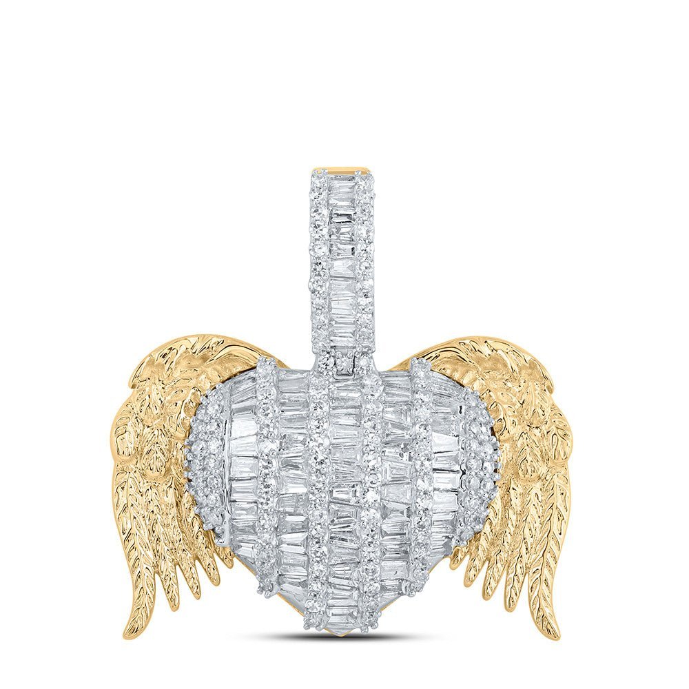 Captivating "Winged Love" 2 Carat Diamond Heart Pendant in 10kt Yellow Gold - Splendid Jewellery