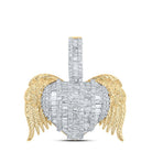 Captivating "Winged Love" 2 Carat Diamond Heart Pendant in 10kt Yellow Gold - Splendid Jewellery