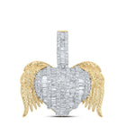 Captivating "Winged Love" 2 Carat Diamond Heart Pendant in 10kt Yellow Gold - Splendid Jewellery