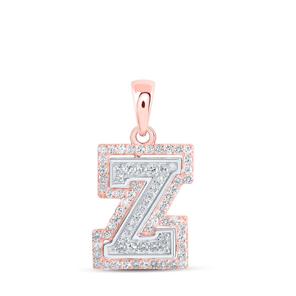 Captivating Z Initial Diamond Pendant in Two - Tone Gold - Splendid Jewellery