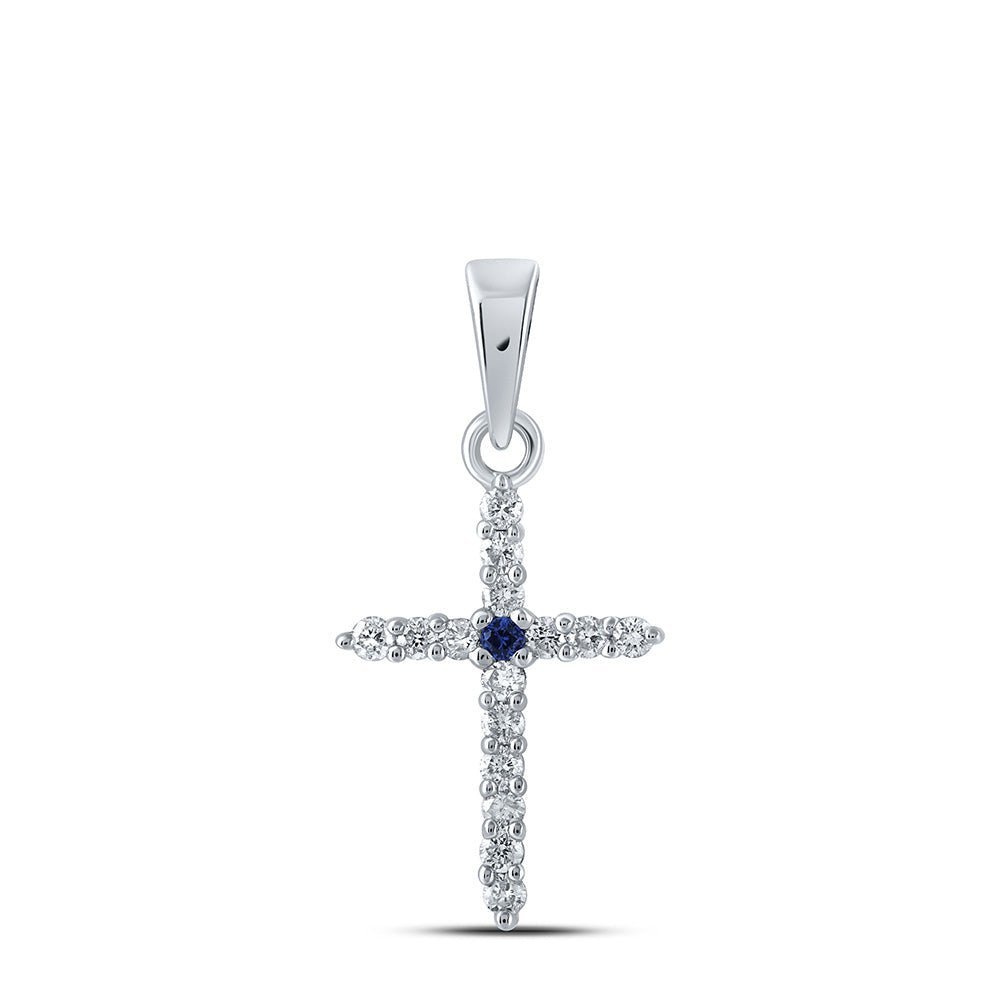 Celestial Blue Sapphire Diamond Cross Pendant - Splendid Jewellery
