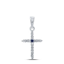 Load image into Gallery viewer, Celestial Blue Sapphire Diamond Cross Pendant - Splendid Jewellery