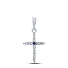 Celestial Blue Sapphire Diamond Cross Pendant - Splendid Jewellery