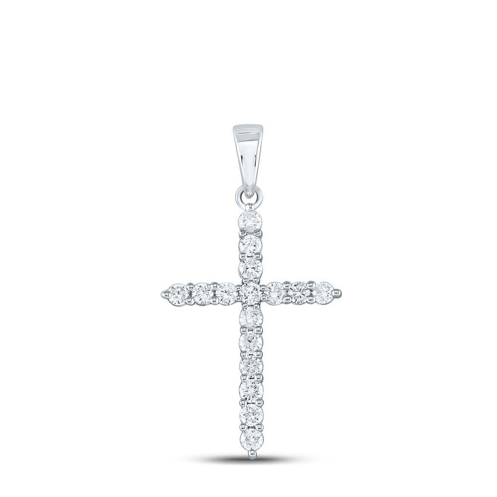 Celestial Brilliance: 10kt White Gold Diamond Cross Pendant - Splendid Jewellery