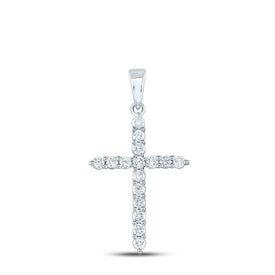 Celestial Brilliance: 10kt White Gold Diamond Cross Pendant - Splendid Jewellery