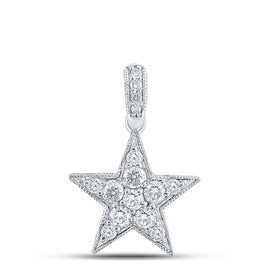 Celestial Brilliance: 10kt White Gold Diamond Star Pendant - Splendid Jewellery