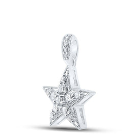 Celestial Brilliance: 10kt White Gold Diamond Star Pendant - Splendid Jewellery