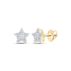 Celestial Brilliance: 10kt Yellow Gold Womens Round Diamond Star Earrings 1/5 Cttw - Splendid Jewellery