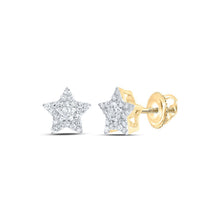 Load image into Gallery viewer, Celestial Brilliance: 10kt Yellow Gold Womens Round Diamond Star Earrings 1/5 Cttw - Splendid Jewellery