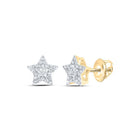 Celestial Brilliance: 10kt Yellow Gold Womens Round Diamond Star Earrings 1/5 Cttw - Splendid Jewellery