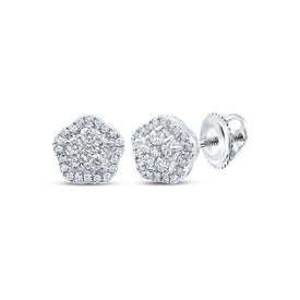 Celestial Brilliance: 14kt White Gold Diamond Star Cluster Earrings - Splendid Jewellery