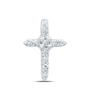 Celestial Elegance: 10kt White Gold Diamond Cross Pendant - Splendid Jewellery