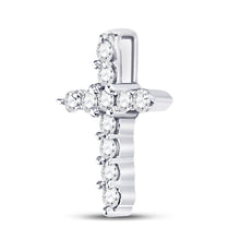 Load image into Gallery viewer, Celestial Elegance: 10kt White Gold Diamond Cross Pendant  Side View from Splendid Jewellery