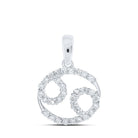 Celestial Elegance: 10kt White Gold Womens Round Diamond Zodiac Cancer Sign Pendant 1/3 Cttw - Splendid Jewellery