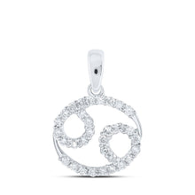 Load image into Gallery viewer, Celestial Elegance: 10kt White Gold Womens Round Diamond Zodiac Cancer Sign Pendant 1/3 Cttw - Splendid Jewellery