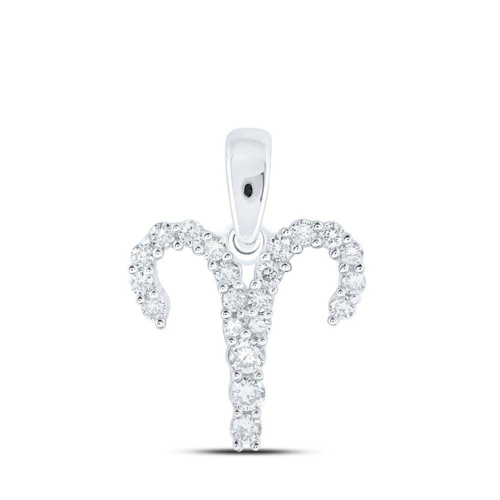 Celestial Fire: 10kt White Gold Diamond Aries Zodiac Pendant - Splendid Jewellery