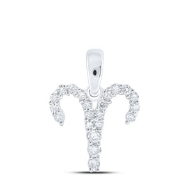 Celestial Fire: 10kt White Gold Diamond Aries Zodiac Pendant - Splendid Jewellery
