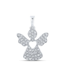 Load image into Gallery viewer, Celestial Glow Diamond Angel Pendant | 10kt White Gold Womens Round Diamond Pendant 1/3 Cttw - Splendid Jewellery