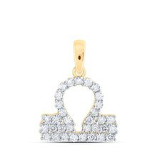 Load image into Gallery viewer, Celestial Harmony: 10kt Yellow Gold Womens Round Diamond Zodiac Libra Fashion Pendant 1/3 Cttw - Splendid Jewellery