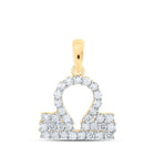 Celestial Harmony: 10kt Yellow Gold Womens Round Diamond Zodiac Libra Fashion Pendant 1/3 Cttw - Splendid Jewellery