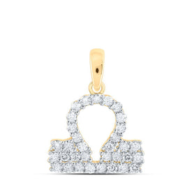 Celestial Harmony: 10kt Yellow Gold Womens Round Diamond Zodiac Libra Fashion Pendant 1/3 Cttw - Splendid Jewellery