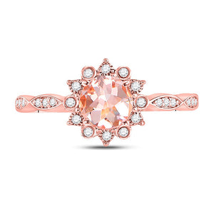 Celestial Radiance: 10kt Rose Gold Morganite Starburst Fashion Ring - Splendid Jewellery