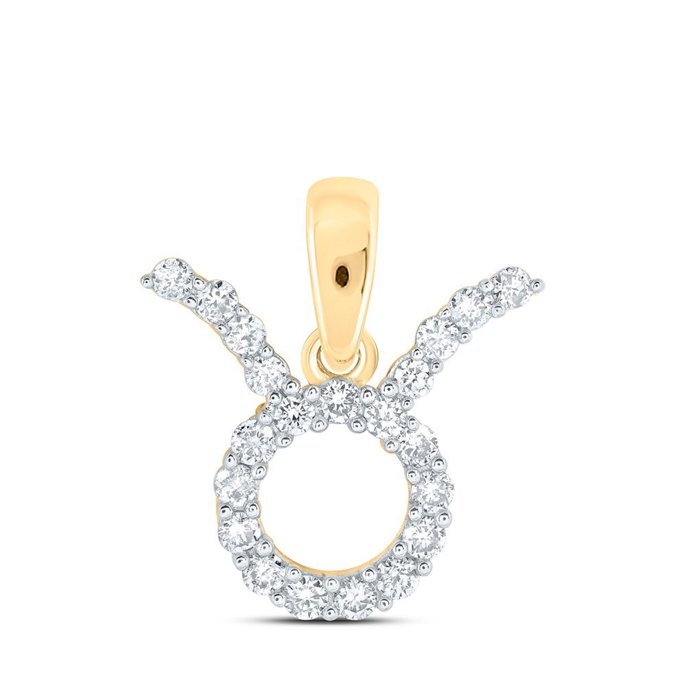 Celestial Radiance: 10kt Yellow Gold Diamond Zodiac Taurus Pendant - Splendid Jewellery
