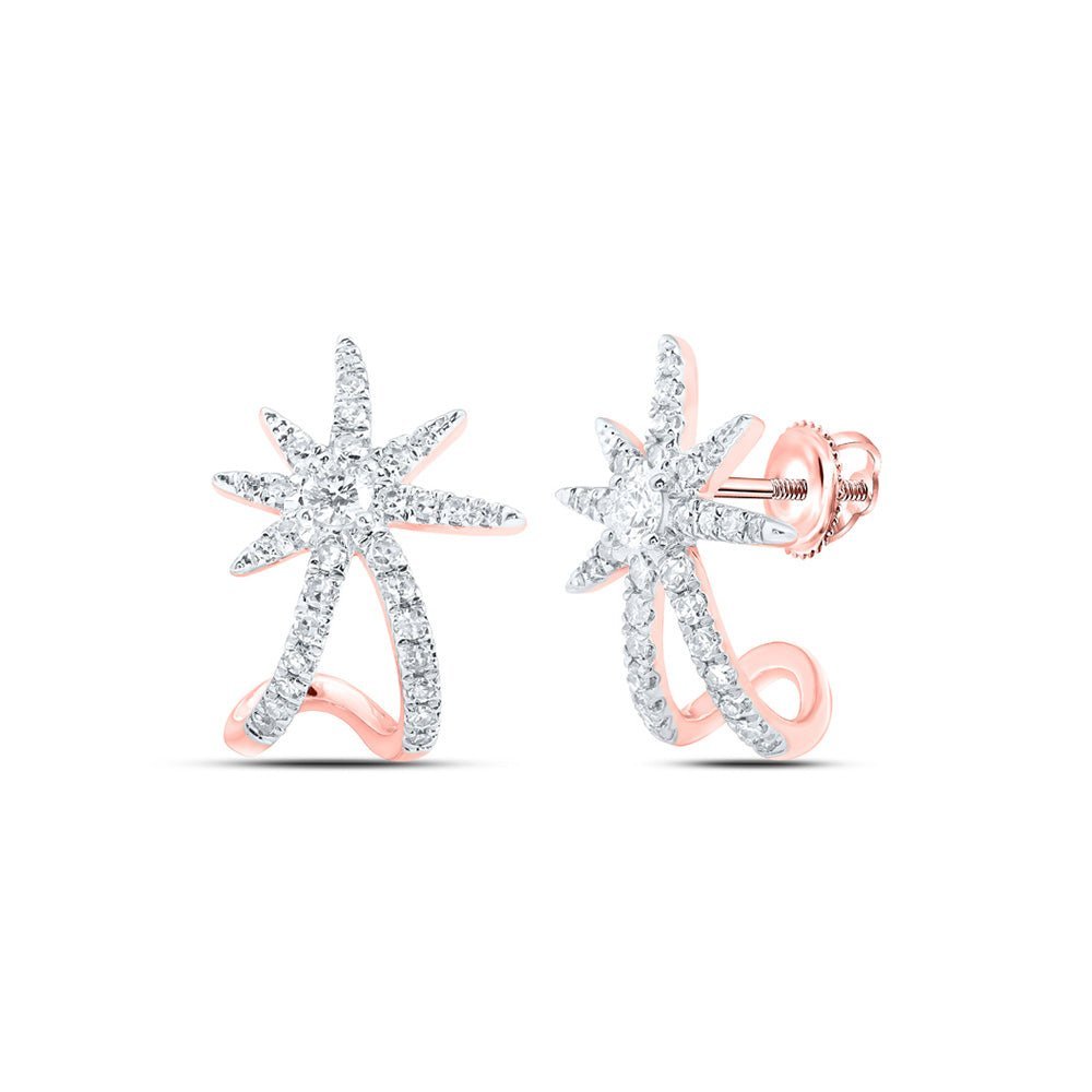 Celestial Sparkle: 10kt Rose Gold Diamond Star Earrings - Splendid Jewellery