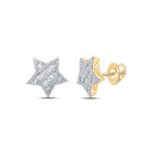 Celestial Sparkle: 10kt Yellow Gold Womens Baguette Diamond Star Earrings 1/2 Cttw - Splendid Jewellery