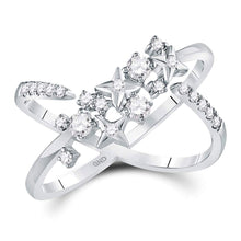 Load image into Gallery viewer, Celestial Sparkle Diamond Starburst Ring - Top View