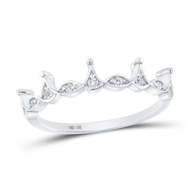 Load image into Gallery viewer, Crown Diamond Majesty Stackable Band Ring Top view from the 10Kt White Gold Womens Round Diamond Crown Stackable Band Ring 1 5 Cttwpin280761 collection by Splendid Jewellery