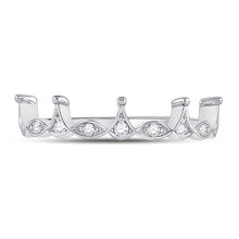 Load image into Gallery viewer, Crown Diamond Majesty Stackable Band Ring Front view from the 10Kt White Gold Womens Round Diamond Crown Stackable Band Ring 1 5 Cttwpin280761 collection by Splendid Jewellery