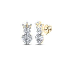 Crown of Romance 1/3 Cttw Diamond Heart Earrings in 10kt Yellow Gold - Splendid Jewellery