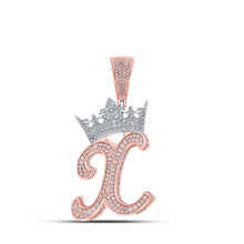 Load image into Gallery viewer, Crown X Diamond Charm Pendant in Two - tone Gold - 1 - 1/2 Cttw - Splendid Jewellery