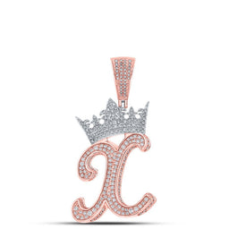 Crown X Diamond Charm Pendant in Two - tone Gold - 1 - 1/2 Cttw - Splendid Jewellery