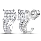 Dazzling 10kt White Gold Diamond Half J Hoop Earrings - A Touch of Glamour - Splendid Jewellery