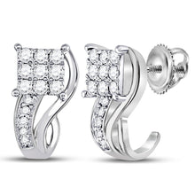 Load image into Gallery viewer, Dazzling 10kt White Gold Diamond Half J Hoop Earrings - A Touch of Glamour - Splendid Jewellery